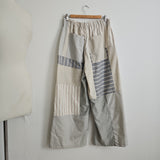 Beige Linen Patchwork Panoma Pants  ONE-SIZE-FITS-MOST