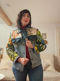 Frida Flowers Upcycled Denim Jacket