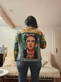 Frida Flowers Upcycled Denim Jacket