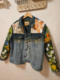 Frida Flowers Upcycled Denim Jacket