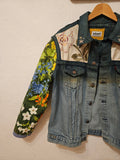 Frida Flowers Upcycled Denim Jacket