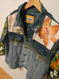 Frida Flowers Upcycled Denim Jacket