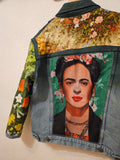 Frida Flowers Upcycled Denim Jacket