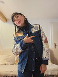 Faded Ferns & Flowery Shrooms πβπ«π Upcycled Denim Jacket