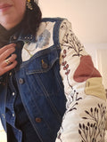 Faded Ferns & Flowery Shrooms πβπ«π Upcycled Denim Jacket