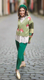 Mushroom Love ππ Upcycled Green Cardigan Medium-Large