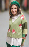 Mushroom Love ππ Upcycled Green Cardigan Medium-Large