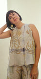 Chartreuse Shibori Eucalyptus Silk Blouse (top only)