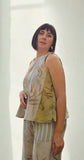 Chartreuse Shibori Eucalyptus Silk Blouse (top only)
