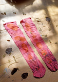 La Vie En Rose Botanically Printed Hand Dyed Silk Knee High Socks🌿🤍