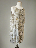Raw Silk Botanical Print Sheath Dress + Square Pockets