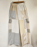 Beige Linen Patchwork Panoma Pants  ONE-SIZE-FITS-MOST