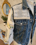 Cyanotype Quilted Patchwork Upcycled Denim Jacket