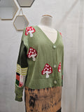 Mushroom Love ππ Upcycled Green Cardigan Medium-Large