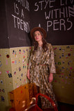 Raw Silk Botanical Print Sheath Dress + Square Pockets
