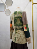Mint Green Botanical Print Upcycled Cashmere Long Pullover- MEDIUM