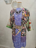 Green Lilac Floral Silk EcoPrint Upcycled Kimono