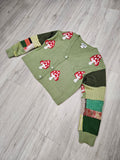 Mushroom Love ππ Upcycled Green Cardigan Medium-Large