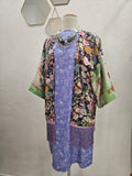 Green Lilac Floral Silk EcoPrint Upcycled Kimono