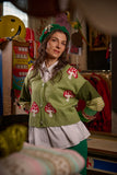 Mushroom Love ππ Upcycled Green Cardigan Medium-Large