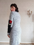 Long Monochrome Boucle Stretch Knit Sweater - MEDIUM/LARGE