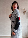 Long Monochrome Boucle Stretch Knit Sweater - MEDIUM/LARGE