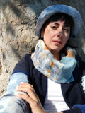 Eco Printed Hooded Cowl Scarf REVERSIBLE