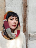 Rust & Saffron Eco Printed Hooded Cowl Scarf REVERSIBLE