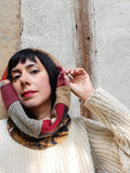 Rust & Saffron Eco Printed Hooded Cowl Scarf REVERSIBLE