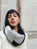Charcoal Eucalyptus Eco Printed Hooded Cowl Scarf - REVERSIBLE