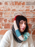 Turquoise & Saffron Eco Printed Hooded Cowl Scarf - REVERSIBLE