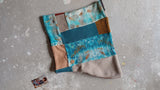 Turquoise & Saffron Eco Printed Hooded Cowl Scarf - REVERSIBLE