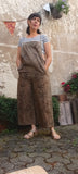 Linen Jumpsuit Eucalyptus Botanical Print - OLIVE