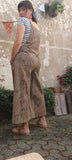 Linen Jumpsuit Eucalyptus Botanical Print - OLIVE