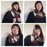 Hooded Cowl Scarf REVERSIBLE - Patchwork Version