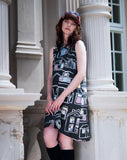 House Print Dress + Square Pockets