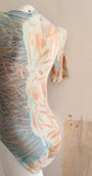 Powder Blue + Faded Rust SILK Short Sleeve Bodysuit -MEDIUM
