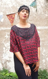 Lace Check Cape Blouse