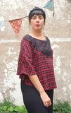 Lace Check Cape Blouse