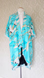 Cranes in Flight Wrap Shirtdress Kimono Style - ONE/SIZE