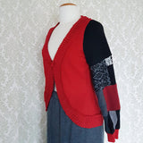 Red Patchwork Cardigan
