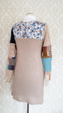 Sweater Shift Dress - Blue Floral Patchwork