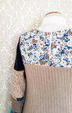 Sweater Shift Dress - Blue Floral Patchwork