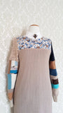 Sweater Shift Dress - Blue Floral Patchwork