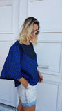 Lace Check Cape Blouse