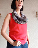 Loop Scarf Upcycled Eco Printed - Charcoal Rose