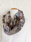 Loop Scarf Upcycled Eco Printed - Charcoal Rose