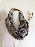Loop Scarf Upcycled Eco Printed - Charcoal Rose