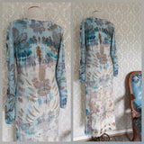 Field of Dreams Aqua Eco Print Maxi Sweater Dress
