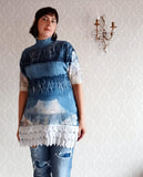 Blue Meadow Cashmere & Lace Aqua Eco Print Pullover